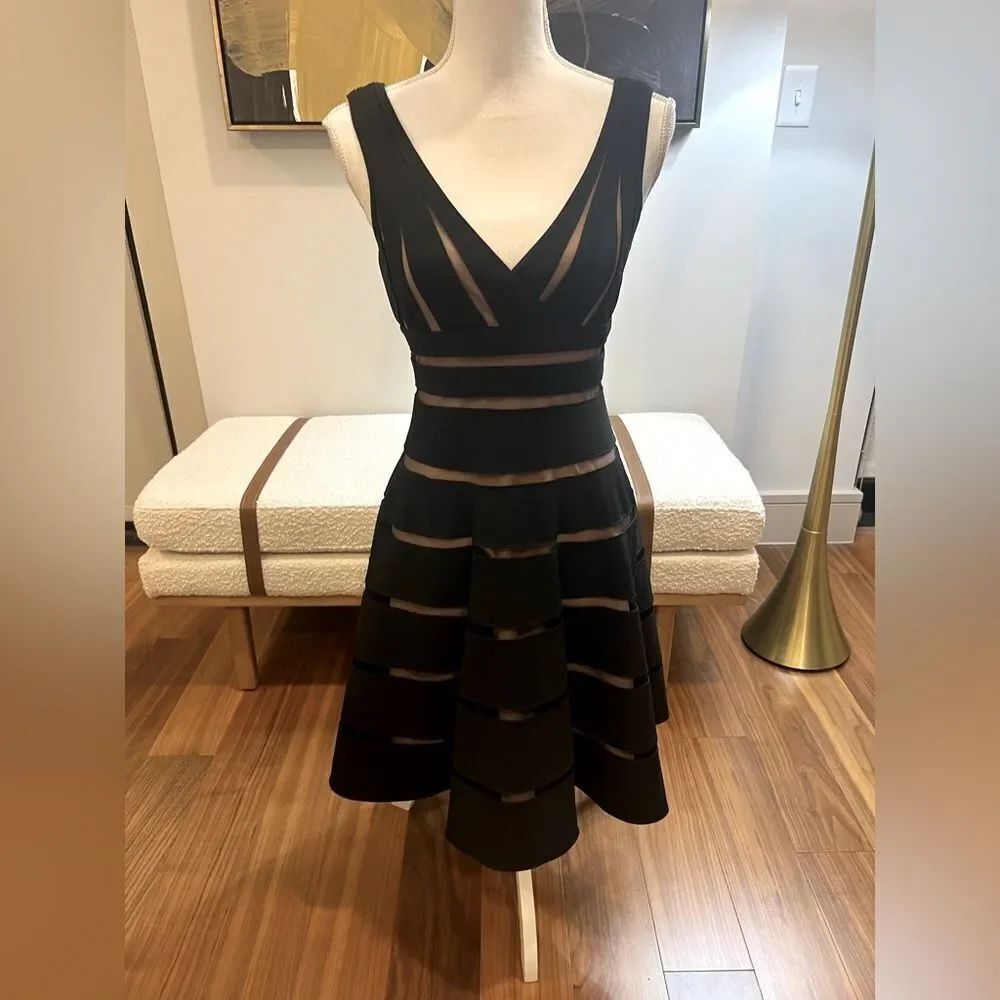 Mikael Aghal Elegant Black nude and black dress size 2